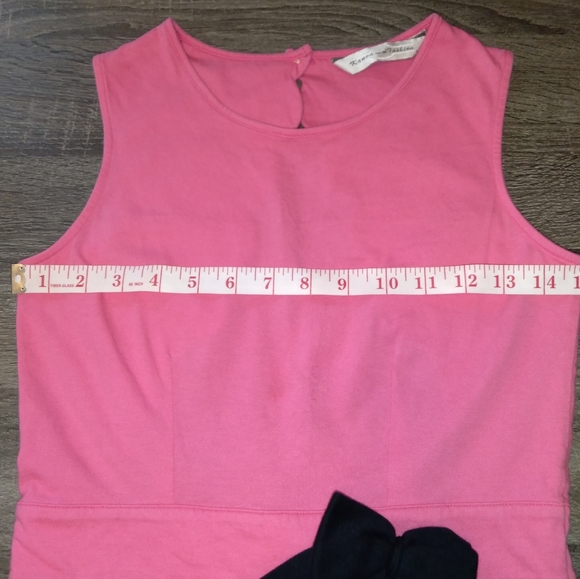 Kanva Fashion Cotton Pleated Dress Sleeveless Pink with Black Bow Size S - Picture 5 of 8